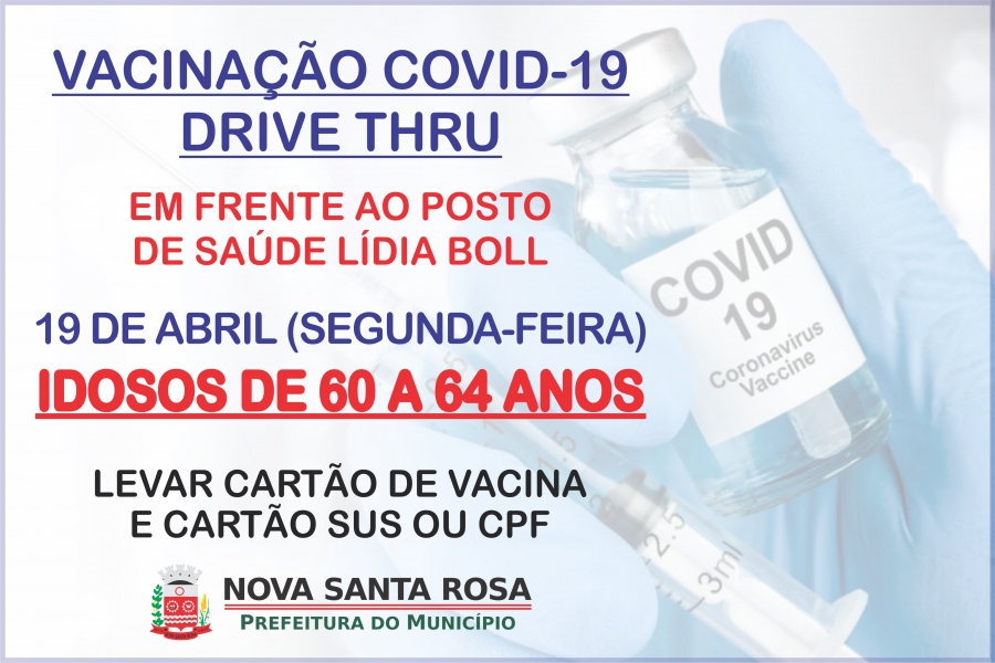 Idosos com idade entre 60 a 64 anos serão vacinados na ...