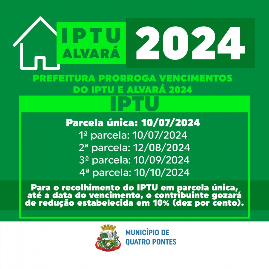 Guias Do IPTU 2024 Estarão Liberadas No Site Da Prefeitura De Quatro ...